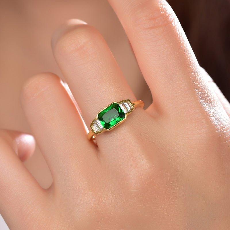 Nature Emerald Green Chlorospinel Engagement Ring - Trendolla Jewelry